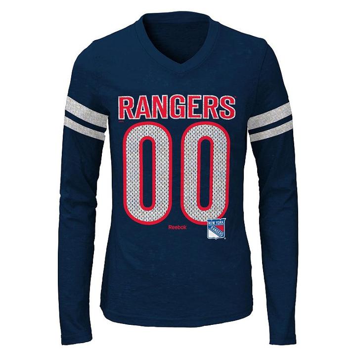 Girls 7-16 Reebok New York Rangers Burnout Tee, Girl's, Size: S(7-8), Blue (navy)