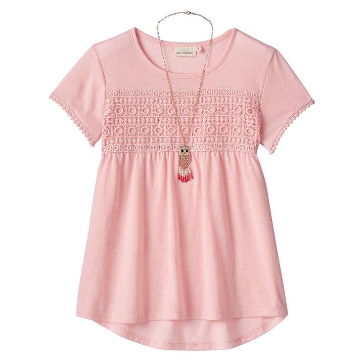 Girls 7-16 Self Esteem Nep Crochet Top With Necklace, Girl's, Size: Xl, Brt Pink