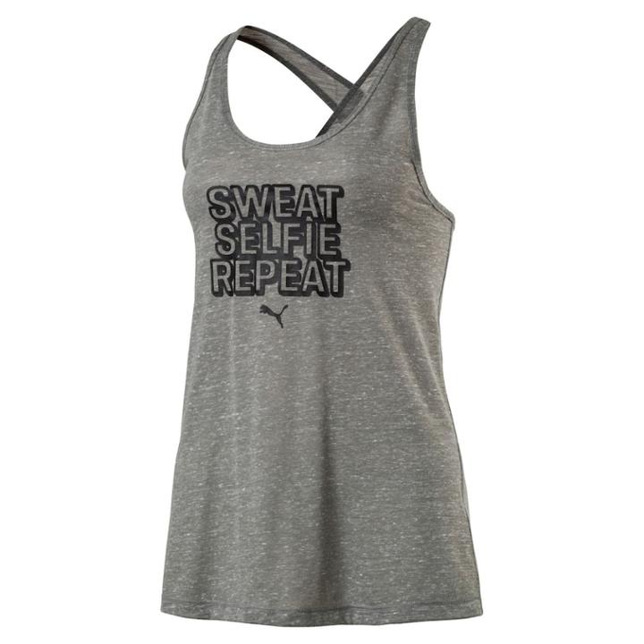 Women's Puma Essential Sweat Selfie Repeat Graphic Tank, Size: Xl, Grey