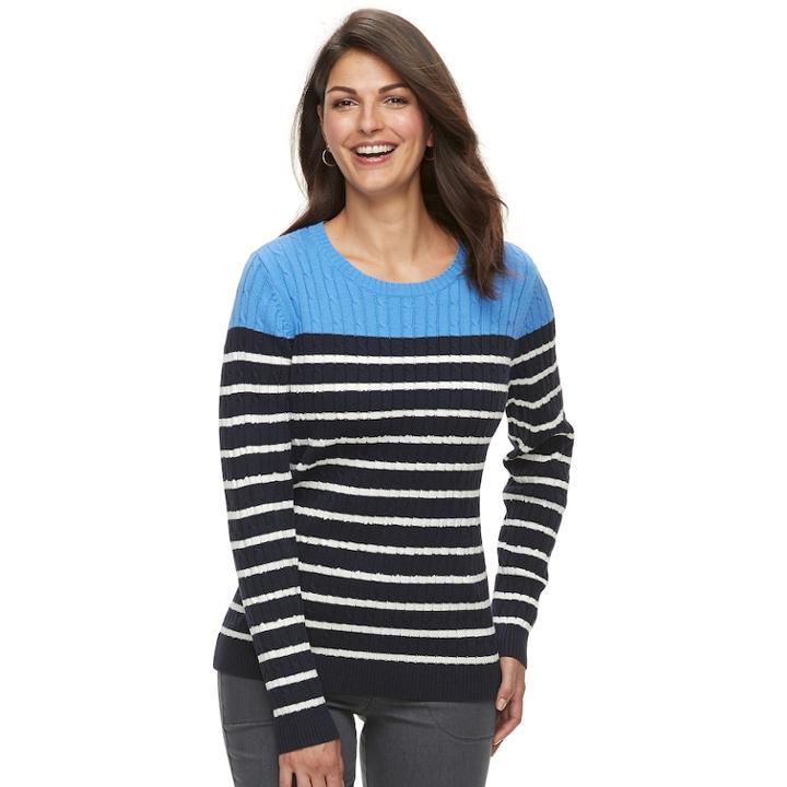 Women's Croft & Barrow&reg; Essential Cable-knit Crewneck Sweater, Size: Xl, Natural