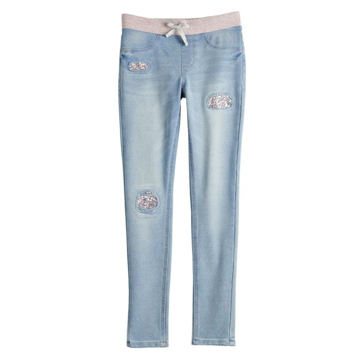 Girls 7-16 & Plus Size So&reg; Ribbed Waist Jeggings, Size: 14 1/2, Med Blue