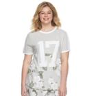 So, Juniors' Plus Size &reg; Ringer Graphic Tee, Size: 3xl, Light Grey