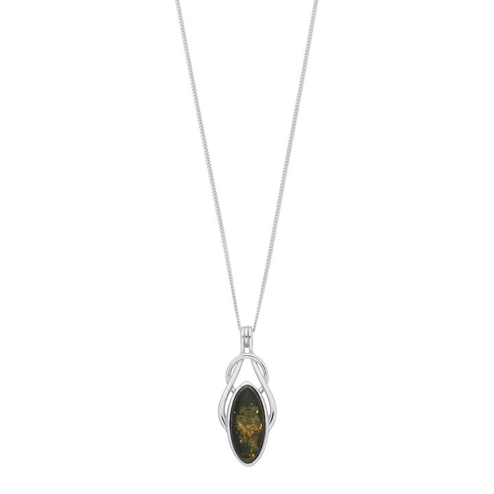 Sterling Silver Green Amber Knot Pendant Necklace, Women's, Size: 18