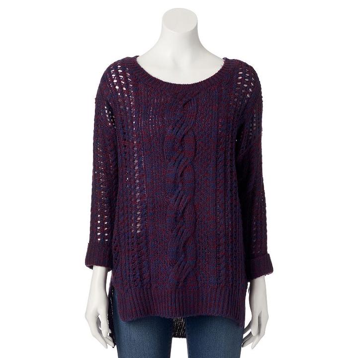 Juniors' Jj Always Cable-knit Sweater, Teens, Size: Medium, Purple