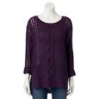 Juniors' Jj Always Cable-knit Sweater, Teens, Size: Medium, Purple