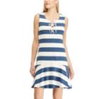 Women's Chaps Striped Lace Up Drop-waist Dress, Size: Xl, Blue
