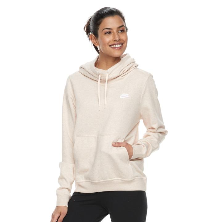 Women's Nike Sportswear Funnel Neck Pullover Hoodie, Size: Medium, Lt Orange