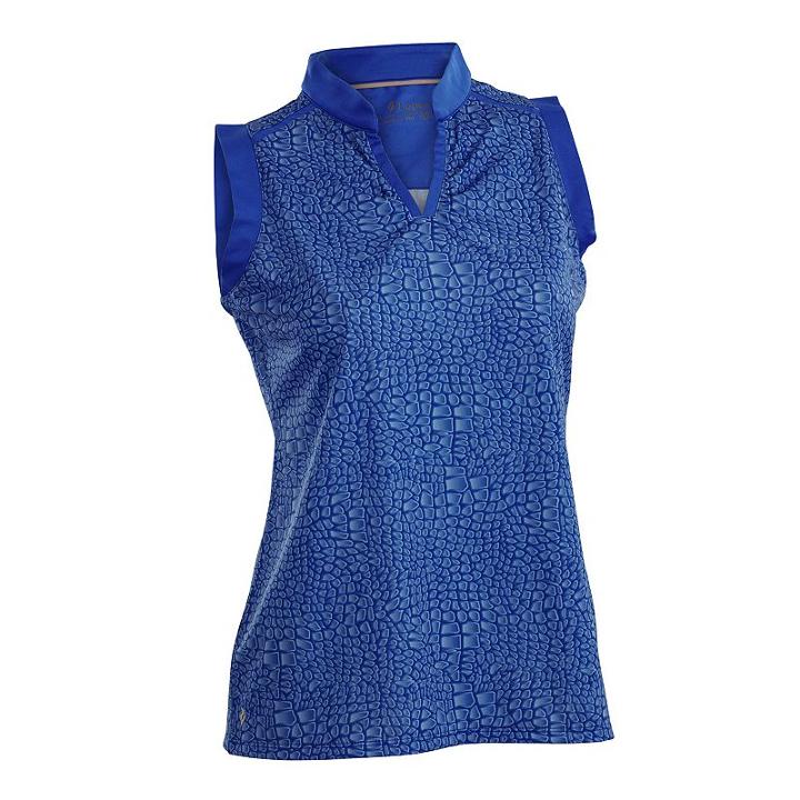 Women's Nancy Lopez Sing Sleeveless Golf Polo, Size: Medium, Blue