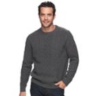 Men's Croft & Barrow&reg; True Comfort Classic-fit Stretch Cable-knit Sweater, Size: Large, Dark Grey