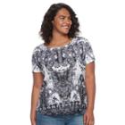 Plus Size World Unity Print Sublimation Tee, Women's, Size: 0x, White Oth