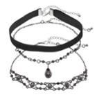 Mudd&reg; Beaded Lattice & Teardrop Choker Necklace Set, Teens, Black
