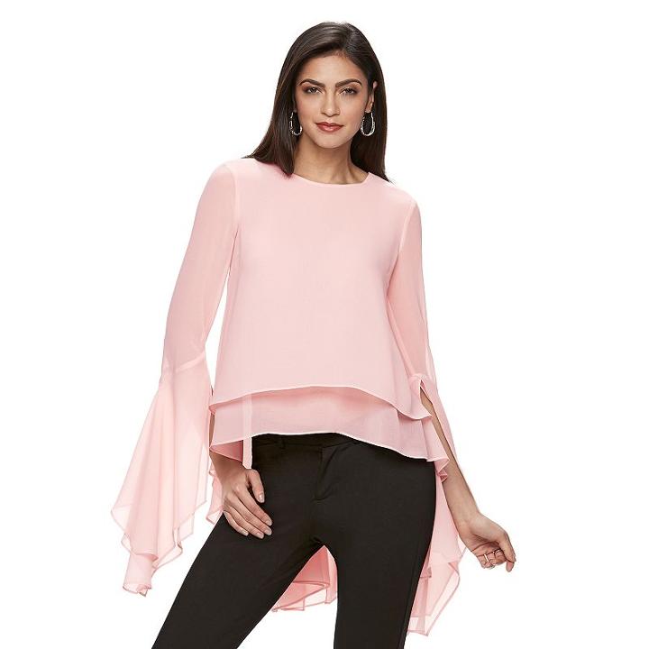 Women's Jennifer Lopez Layered Chiffon Top, Size: Xl, Lt Orange