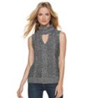 Women's Jennifer Lopez Marled Sleeveless Turtleneck Sweater, Size: Medium, Light Grey