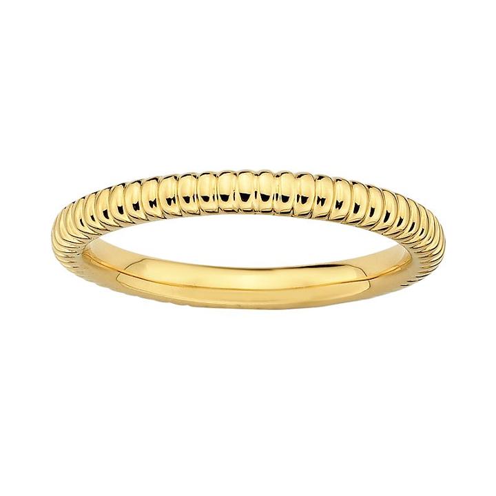 Stacks And Stones 18k Gold Over Silver Textured Stack Ring, Women's, Size: 8, Yellow