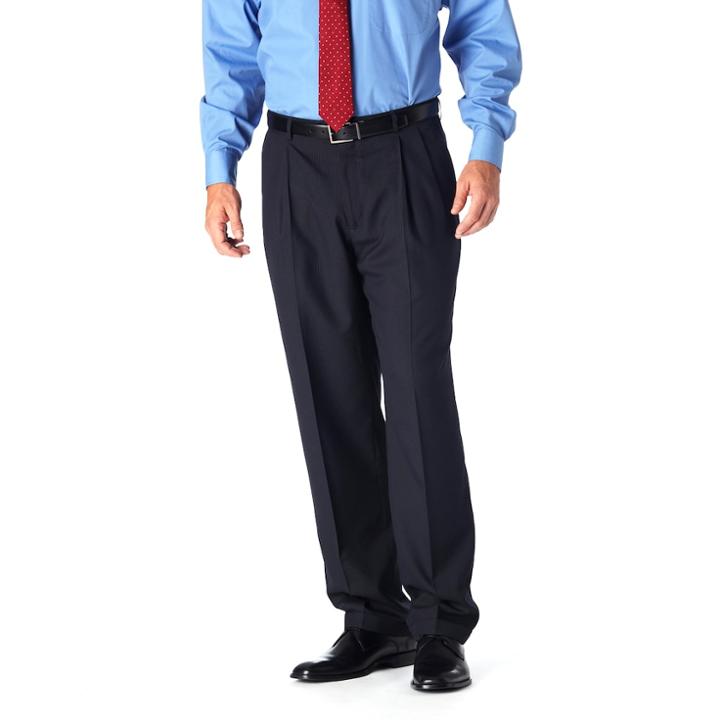 Men's Haggar&reg; Classic-fit Pleated Navy Pinstripe Suit Pants, Size: 34x30, Blue