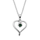 Sterling Silver Lab-created Emerald Openwork Heart Pendant, Women's, Size: 18, Green