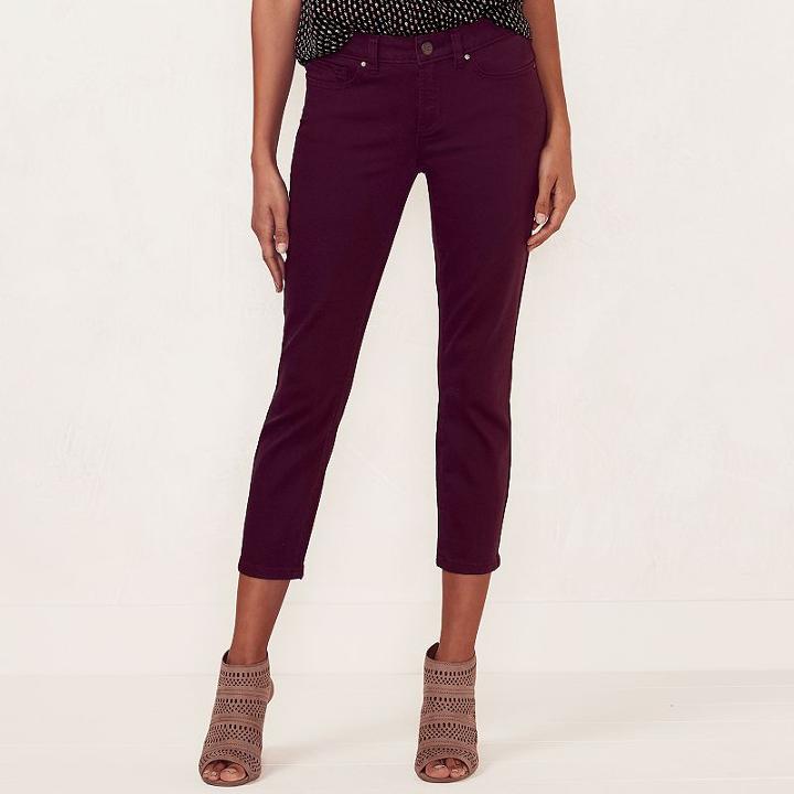 Women's Lc Lauren Conrad Maroon Skinny Capri Jeans, Size: 4, Red