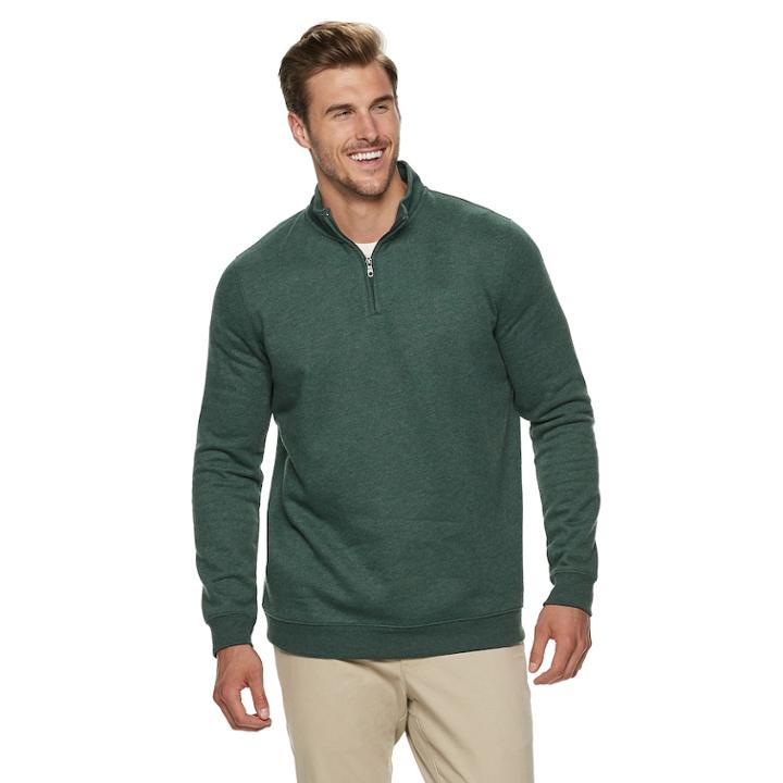 Big & Tall Croft & Barrow&reg; Classic-fit Easy-care Quarter-zip Pullover, Men's, Size: Xl Tall, Dark Green