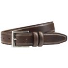 Men's Lee Bevel-edge Double-stitched Belt, Size: 34, Brown