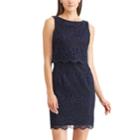 Women's Chaps Scalloped Lace Sheath Dress, Size: 14, Blue (navy)