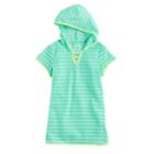 Girls 7-16 Free Country Hooded Mesh Stripe Swimsuit Cover-up, Size: 16, Lt Green