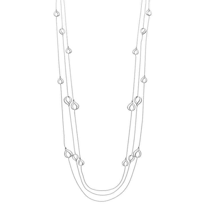 Napier Long Swirling Teardrop Station Multi Strand Necklace, Women's, Silver