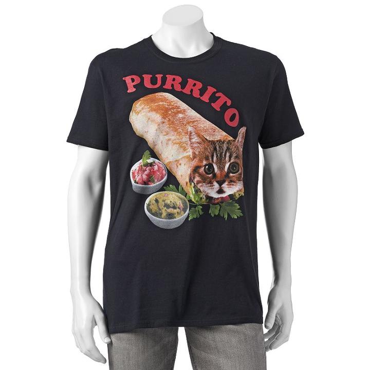 Men's Purrito Tee, Size: Medium, Black