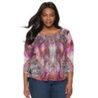 Plus Size World Unity Embellished High-low Tee, Women's, Size: 3xl, Pink