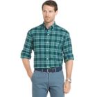 Men's Izod Saltwater Regular-fit Plaid Stretch Button-down Shirt, Size: Small, Dark Green