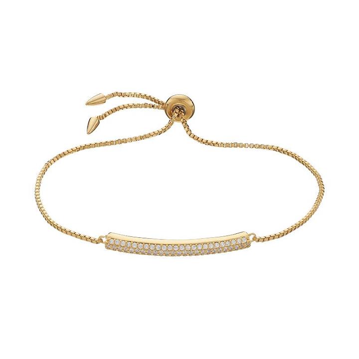 Fleur Cubic Zirconia Curved Bar Bolo Bracelet, Women's, Yellow