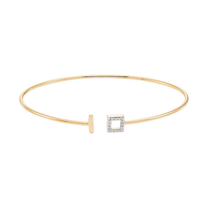Sterling Silver Diamond Accent Square Cuff Bracelet, Women's, Size: 6.5, Yellow