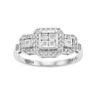 Everlasting Diamonds Sterling Silver 1/5 Carat T.w. Diamond Square Cluster 3-stone Ring, Women's, Size: 7, White
