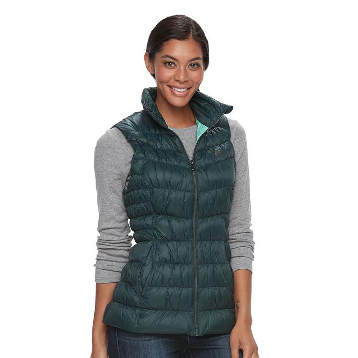 Women's Zeroxposur Chris Hooded Sweater Down Vest, Size: Large, Dark Green