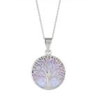 Sterling Silver Lab-created Blue Opal Tree Of Life Pendant, Women's