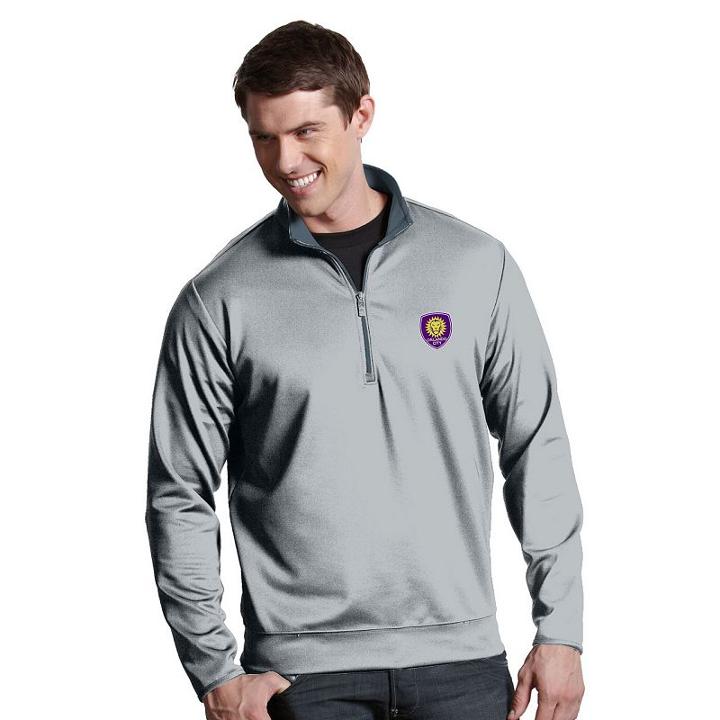 Men's Antigua Orlando City Sc Leader 1/4-zip Pullover, Size: Large, Silver