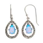 Tori Hill Simulated Blue Opal & Marcasite Sterling Silver Teardrop Earrings, Women's