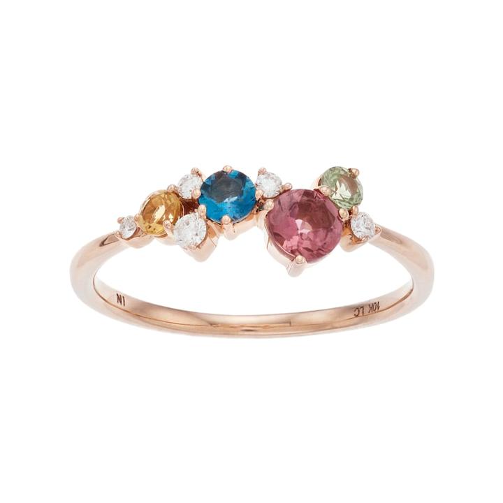 Lc Lauren Conrad 10k Rose Gold Gemstone & Diamond Accent Ring, Women's, Size: 8, White