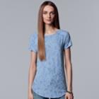 Women's Simply Vera Vera Wang Essential Floral Tee, Size: Large, Blue (navy)