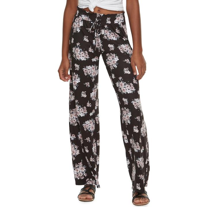Juniors' Joe B Mid-rise Printed Peached Wide-leg Pants, Teens, Size: Xl, Dark Pink
