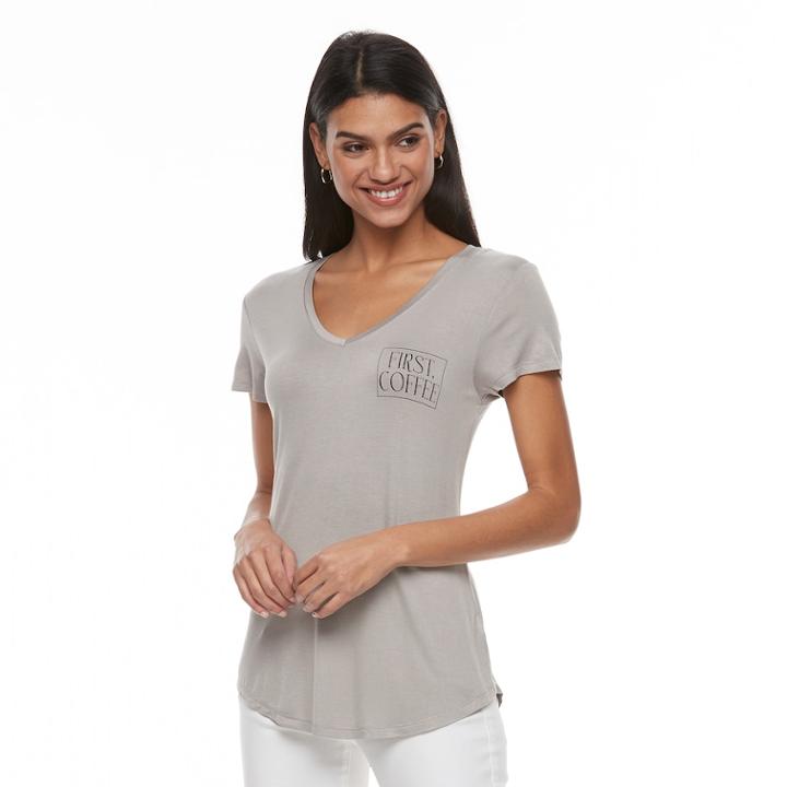 Women's Apt. 9&reg; V-neck Graphic Tee, Size: Xl, Grey