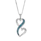 Love Is Forever 1/5 Carat T.w. Blue & White Diamond Sterling Silver Heart Pendant Necklace, Women's