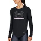 Women's Under Armour Big Logo Crew Long Sleeve Graphic Tee, Size: Medium, Black