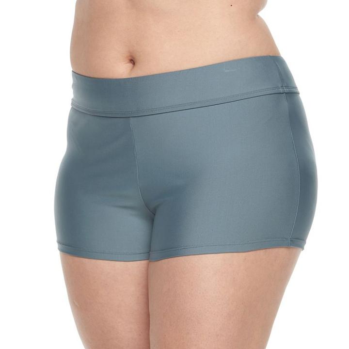 Plus Size N Solid Boyshort Bottoms, Women's, Size: 2xl, Med Grey
