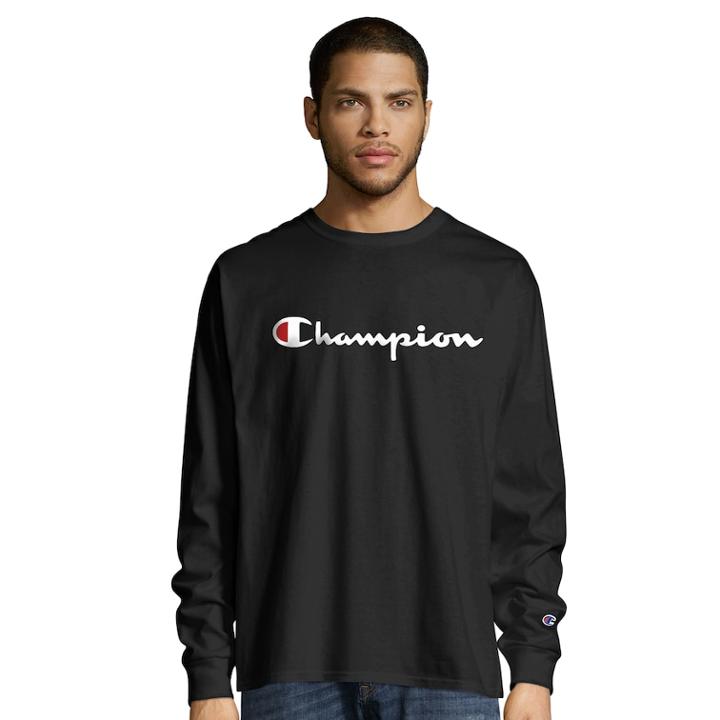 Men's Champion Chest-logo Tee, Size: Large, Black