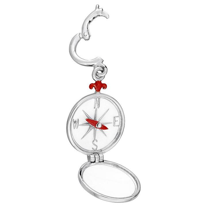 Laura Ashley Nautical Collection Sterling Silver Compass Charm, Women's, Grey