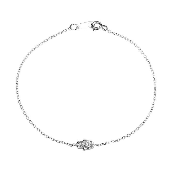 Sophie Miller Sterling Silver Cubic Zirconia Hamsa Bracelet, Women's, Size: 7, White