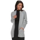 Women's Apt. 9&reg; Zip Pocket Open-front Cardigan, Size: Large, Med Grey