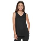 Women's Apt. 9&reg; V-neck Georgette Tank, Size: Large, Black