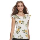 Juniors' Candie's&reg; Simulated Pearl-trim Flutter Tee, Teens, Size: Large, Light Pink