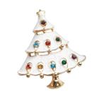 Gold Tone Simulated Crystal Christmas Tree Pin, Women's, White